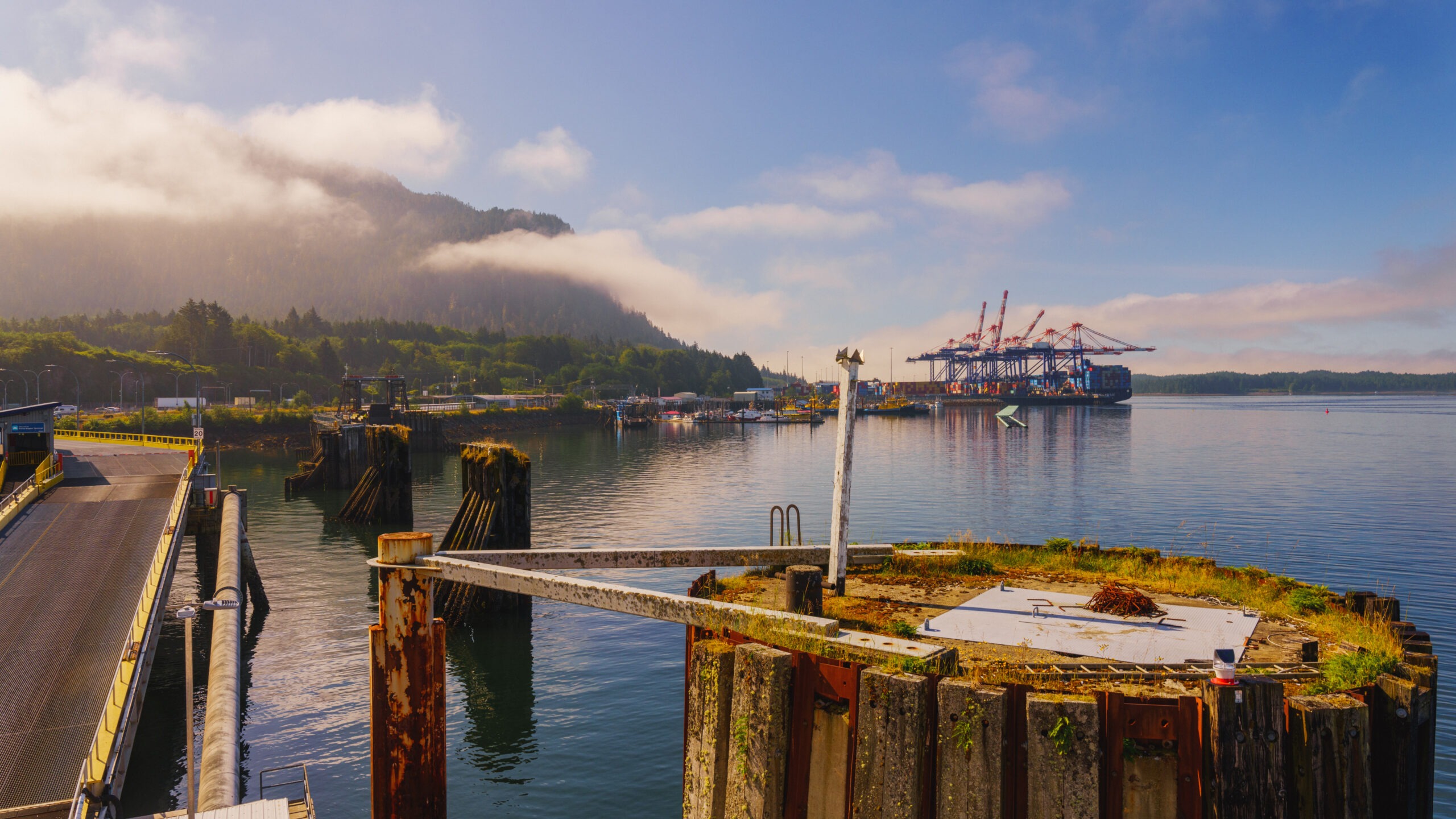 Morning departure from ferry terminal at Prince Rupert, BC.