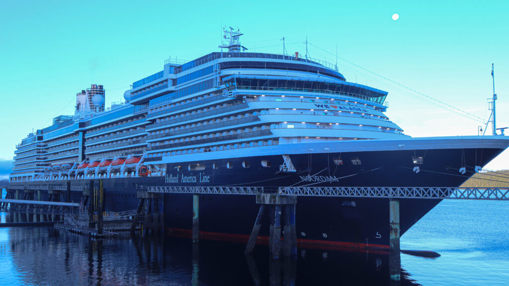 The ms Noordam docked at the Prince Rupert Cruise Port