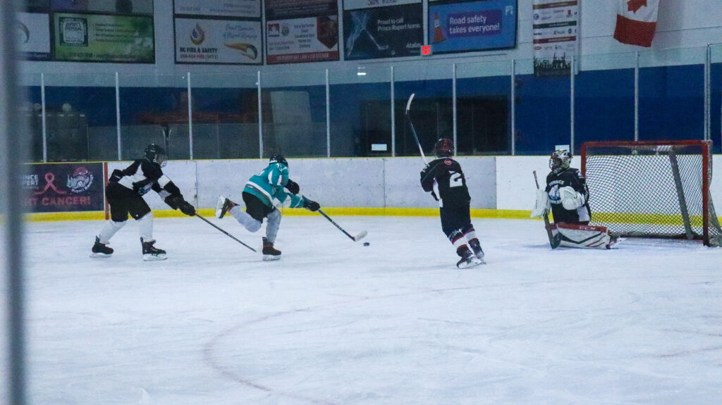The Prince Rupert U13 Sea Wolves in a game against the U13 Terrace Kermode's Black team